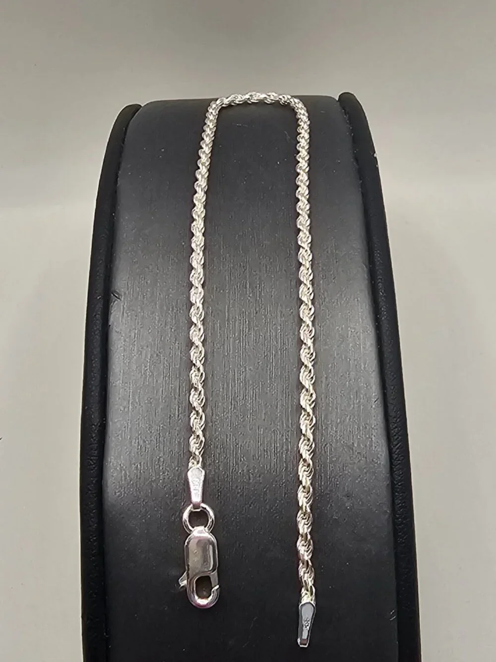 Sterling Silver 925 High Polished Rope Bracelet 2mm 8 inches